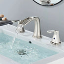 Brushed Nickel 8" Widespread Waterfall Bathroom Sink Faucet Mixer Tap with Drain|204808570595