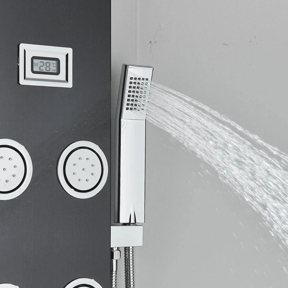 Black Shower Panel Tower System Mssage Body Jet Faucet Mixer Tap Stainless Steel|205651858557