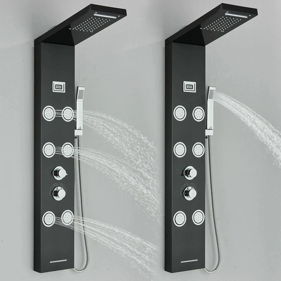 Black Shower Panel Tower System Mssage Body Jet Faucet Mixer Tap Stainless Steel|205651858557