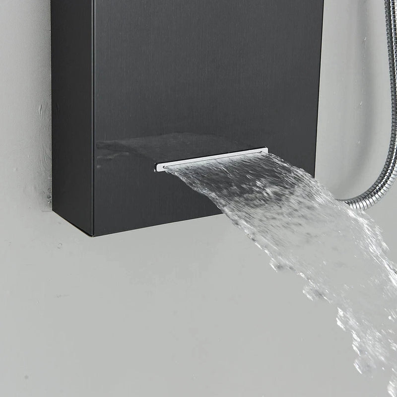 Black Shower Panel Tower System Mssage Body Jet Faucet Mixer Tap Stainless Steel|205651858557