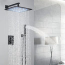 Chuveiro Gás Inox Quadrado Parede LED 40cm Completo ShowerLuxe