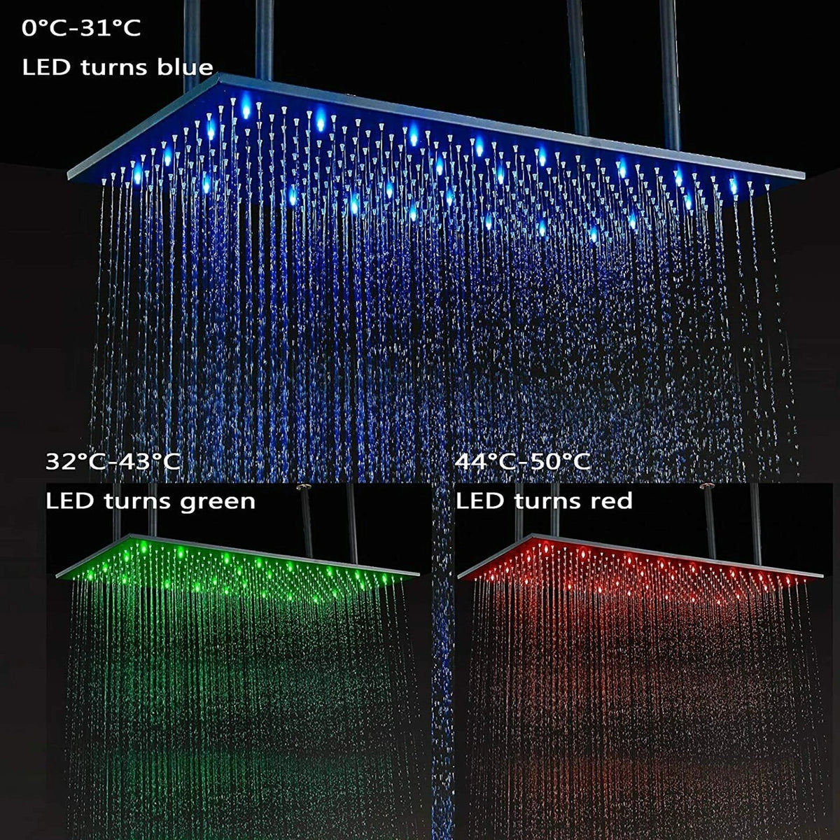 Ducha de Teto Inox Spa 80x40 Embutir LED Conjunto Fontana - Homedeccori