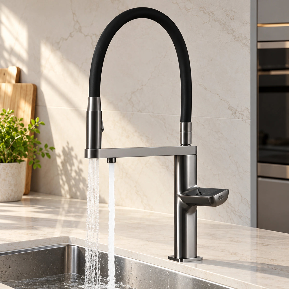 Torneira gourmet Aura cinza escovado - Homedeccori