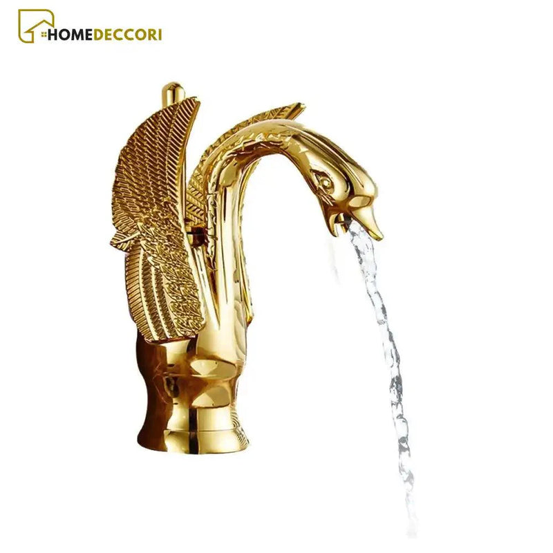 Torneira Cisne Dourada Exótica Banheiro Lavabo Monocomando - Homedeccori