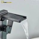 Torneira De Piso Para Banheira Misturador Cascata Monocomando De Piso Preto Fosco - Homedeccori