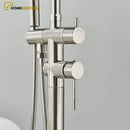 Torneira De Piso Para Banheira Misturador Contemporâneo Harlem Níquel Escovado - Homedeccori