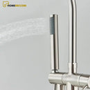 Torneira De Piso Para Banheira Misturador Contemporâneo Harlem Níquel Escovado - Homedeccori