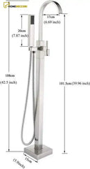 Torneira De Piso Para Banheira Misturador Hose Cromado Luxo Para Banheira De Imersão - Homedeccori