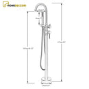 Torneira De Piso Para Banheira Misturador Monocomando Contemporâneo Harlem Cromado - Homedeccori