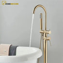 Torneira De Piso Para Banheira Misturador Ouro Escovado Contemporâneo Monocomando Harlem - Homedeccori