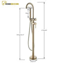 Torneira De Piso Para Banheira Misturador Ouro Escovado Contemporâneo Monocomando Harlem - Homedeccori