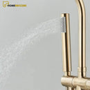 Torneira De Piso Para Banheira Misturador Ouro Escovado Contemporâneo Monocomando Harlem - Homedeccori