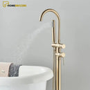 Torneira De Piso Para Banheira Misturador Ouro Escovado Contemporâneo Monocomando Harlem - Homedeccori