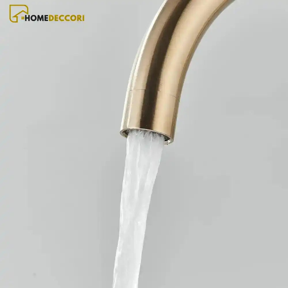 Torneira De Piso Para Banheira Misturador Ouro Escovado Contemporâneo Monocomando Harlem - Homedeccori