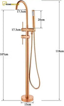 Torneira De Piso Para Banheira Misturador Rose Gold Contemporâneo Monocomando Harlem - Homedeccori