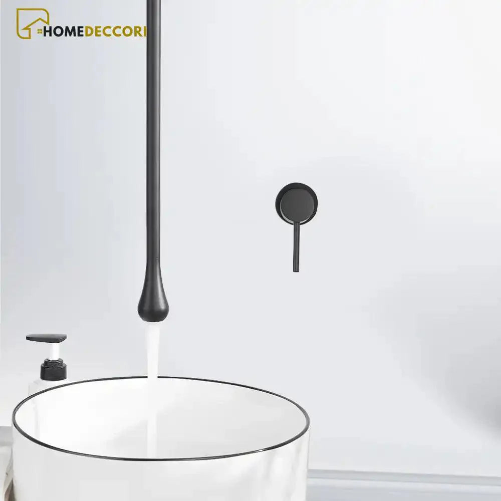 Torneira De Teto Misturador Para Lavatório E Banheiras Puregota Preto Fosco Parede / Á Pronta