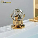 Torneira Dourada Duplo Comando Com Punhos Em Cristal Luxuosa Misturador Lux - Homedeccori