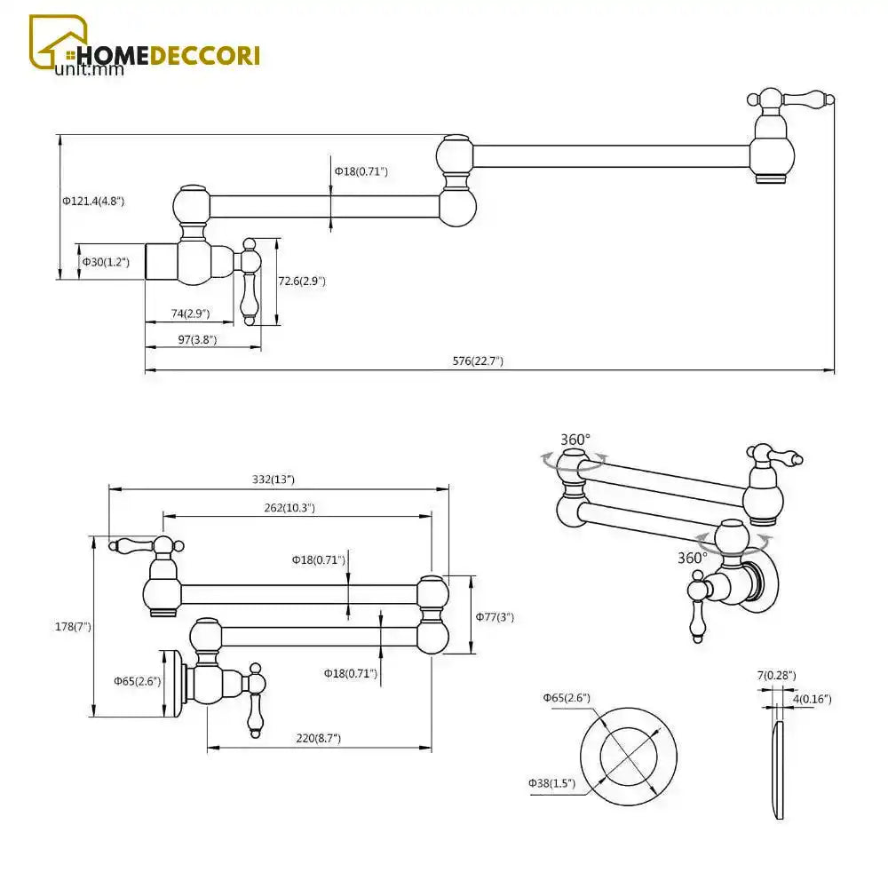 Torneira Gourmet Articulada de Parede Venezia Monomando Flexibilidade e Elegância em 5 Cores - Homedeccori