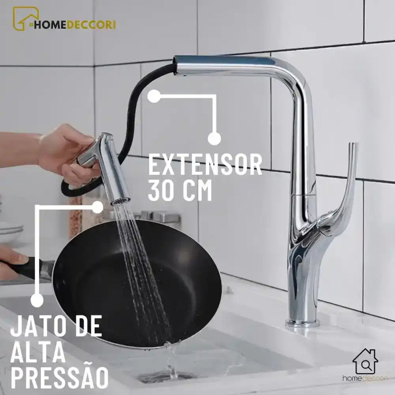 Torneira Gourmet Cozinha Misturador Monocomando Extensível Bancada Jasmine - Homedeccori