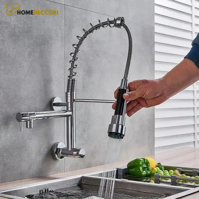 Torneira Gourmet Extensível De Parede Dual Spray Monocomando Napoli - Homedeccori