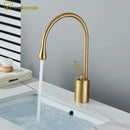 Torneira Para Banheiro Monocomando Gota Bica Alta Bancada Ouro Escovado Média / Entrega De 15 Á