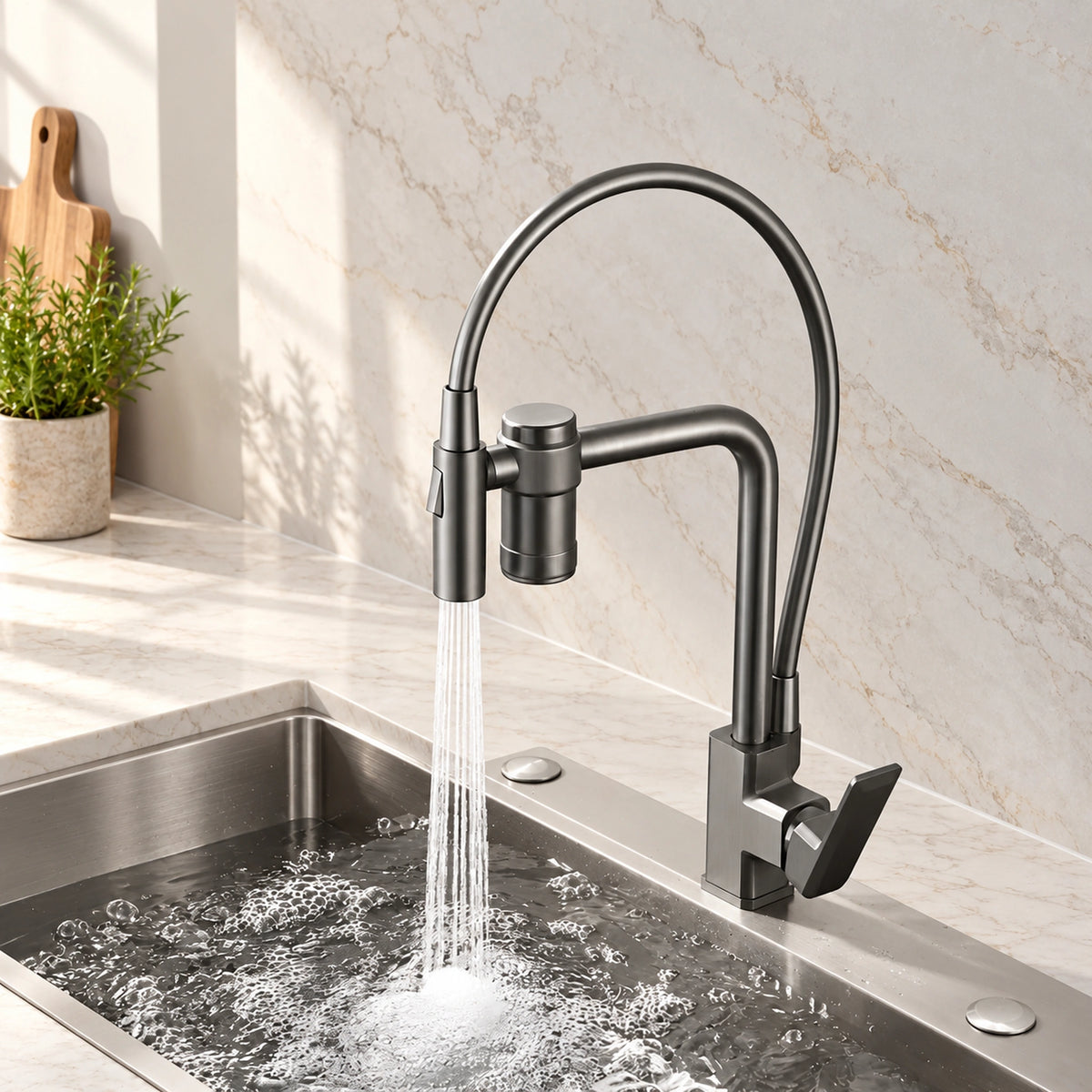 Torneira gourmet Platinum cinza escovado - Homedeccori