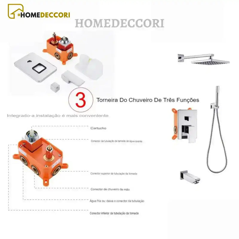 Válvula Misturadora Monocomando para Duchas Delux 2/3 Vias - Homedeccori